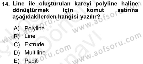 Bilgisayar Destekli Harita Yapımı 1 Dersi Dönem Sonu Sınavı Deneme Sınav Soruları 14. Soru