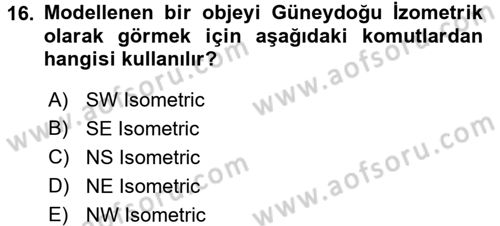 Bilgisayar Destekli Harita Yapımı 1 Dersi Dönem Sonu Sınavı Deneme Sınav Soruları 16. Soru