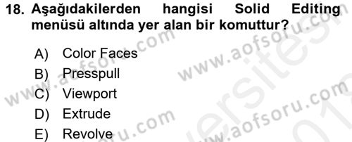 Bilgisayar Destekli Harita Yapımı 1 Dersi 2017 - 2018 Yılı (Final) Dönem Sonu Sınav Soruları 18. Soru