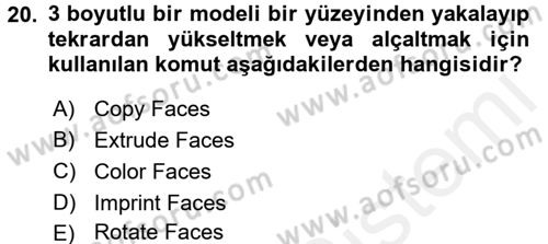 Bilgisayar Destekli Harita Yapımı 1 Dersi Dönem Sonu Sınavı Deneme Sınav Soruları 20. Soru
