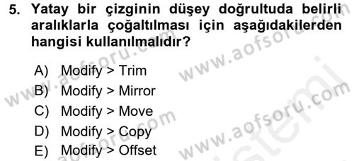 Bilgisayar Destekli Harita Yapımı 1 Dersi Dönem Sonu Sınavı Deneme Sınav Soruları 5. Soru