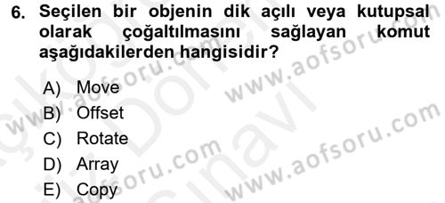 Bilgisayar Destekli Harita Yapımı 1 Dersi Dönem Sonu Sınavı Deneme Sınav Soruları 6. Soru