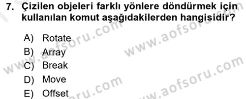 Bilgisayar Destekli Harita Yapımı 1 Dersi Dönem Sonu Sınavı Deneme Sınav Soruları 7. Soru