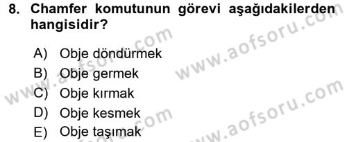 Bilgisayar Destekli Harita Yapımı 1 Dersi Dönem Sonu Sınavı Deneme Sınav Soruları 8. Soru