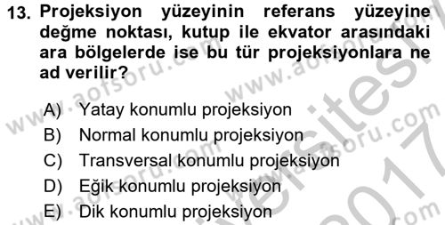 Bilgisayar Destekli Harita Yapımı 2 Dersi 2016 - 2017 Yılı (Vize) Ara Sınav Soruları 13. Soru