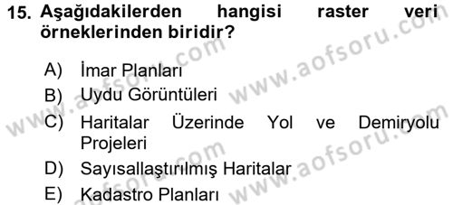 Bilgisayar Destekli Harita Yapımı 2 Dersi 2016 - 2017 Yılı (Vize) Ara Sınav Soruları 15. Soru