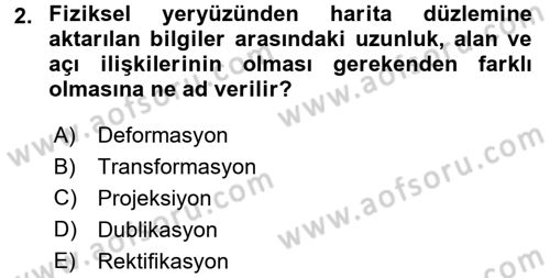 Bilgisayar Destekli Harita Yapımı 2 Dersi 2016 - 2017 Yılı (Vize) Ara Sınav Soruları 2. Soru