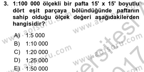 Bilgisayar Destekli Harita Yapımı 2 Dersi 2016 - 2017 Yılı (Vize) Ara Sınav Soruları 3. Soru