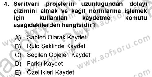 Bilgisayar Destekli Harita Yapımı 2 Dersi 2016 - 2017 Yılı (Vize) Ara Sınav Soruları 4. Soru