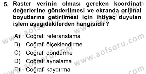 Bilgisayar Destekli Harita Yapımı 2 Dersi 2016 - 2017 Yılı (Vize) Ara Sınav Soruları 5. Soru