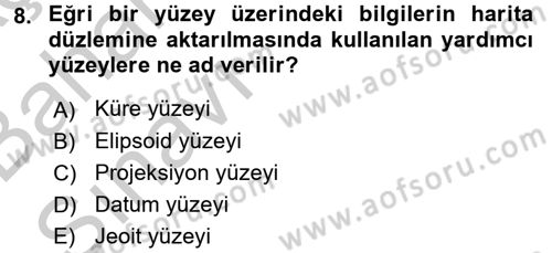 Bilgisayar Destekli Harita Yapımı 2 Dersi 2016 - 2017 Yılı (Vize) Ara Sınav Soruları 8. Soru