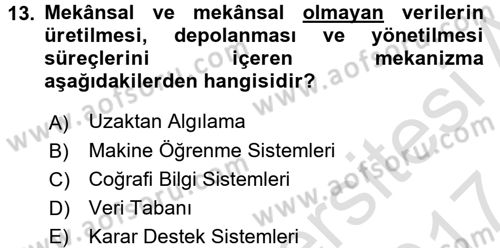 Bilgisayar Destekli Harita Yapımı 2 Dersi 2016 - 2017 Yılı (Final) Dönem Sonu Sınav Soruları 13. Soru
