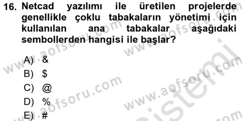 Bilgisayar Destekli Harita Yapımı 2 Dersi 2016 - 2017 Yılı (Final) Dönem Sonu Sınav Soruları 16. Soru