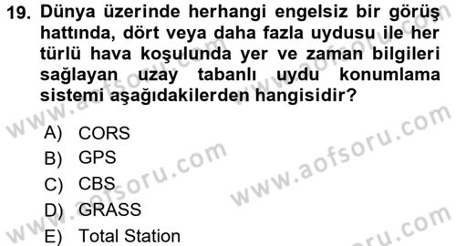 Bilgisayar Destekli Harita Yapımı 2 Dersi 2016 - 2017 Yılı (Final) Dönem Sonu Sınav Soruları 19. Soru