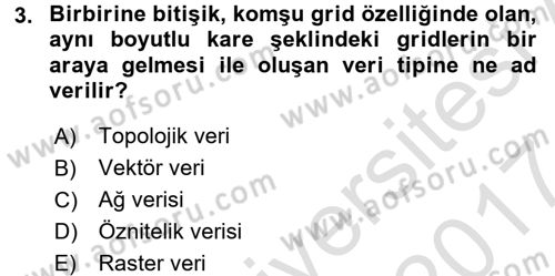 Bilgisayar Destekli Harita Yapımı 2 Dersi 2016 - 2017 Yılı (Final) Dönem Sonu Sınav Soruları 3. Soru