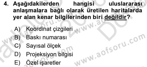 Bilgisayar Destekli Harita Yapımı 2 Dersi 2016 - 2017 Yılı (Final) Dönem Sonu Sınav Soruları 4. Soru