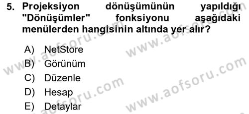 Bilgisayar Destekli Harita Yapımı 2 Dersi 2016 - 2017 Yılı (Final) Dönem Sonu Sınav Soruları 5. Soru