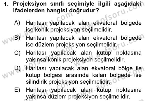 Bilgisayar Destekli Harita Yapımı 2 Dersi 2017 - 2018 Yılı (Vize) Ara Sınav Soruları 1. Soru