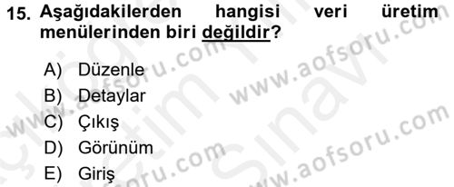 Bilgisayar Destekli Harita Yapımı 2 Dersi 2017 - 2018 Yılı (Vize) Ara Sınav Soruları 15. Soru