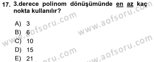 Bilgisayar Destekli Harita Yapımı 2 Dersi 2017 - 2018 Yılı (Vize) Ara Sınav Soruları 17. Soru
