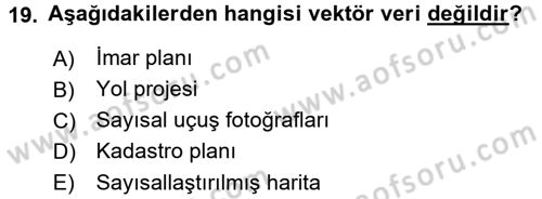 Bilgisayar Destekli Harita Yapımı 2 Dersi 2017 - 2018 Yılı (Vize) Ara Sınav Soruları 19. Soru