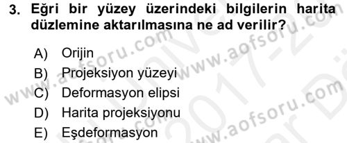 Bilgisayar Destekli Harita Yapımı 2 Dersi 2017 - 2018 Yılı (Vize) Ara Sınav Soruları 3. Soru