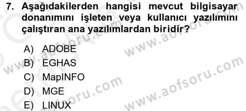 Bilgisayar Destekli Harita Yapımı 2 Dersi 2017 - 2018 Yılı (Vize) Ara Sınav Soruları 7. Soru