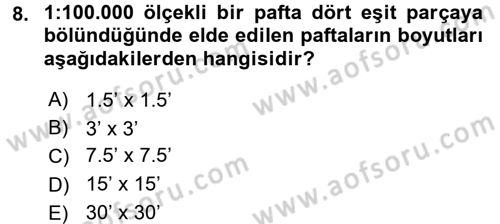 Bilgisayar Destekli Harita Yapımı 2 Dersi 2017 - 2018 Yılı (Vize) Ara Sınav Soruları 8. Soru