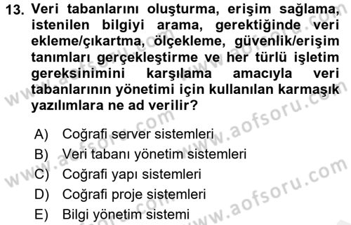 Bilgisayar Destekli Harita Yapımı 2 Dersi 2017 - 2018 Yılı (Final) Dönem Sonu Sınav Soruları 13. Soru