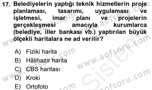 Bilgisayar Destekli Harita Yapımı 2 Dersi 2017 - 2018 Yılı (Final) Dönem Sonu Sınav Soruları 17. Soru