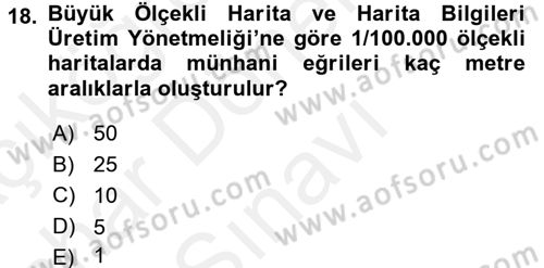 Bilgisayar Destekli Harita Yapımı 2 Dersi 2017 - 2018 Yılı (Final) Dönem Sonu Sınav Soruları 18. Soru
