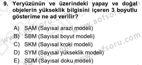 Bilgisayar Destekli Harita Yapımı 2 Dersi 2017 - 2018 Yılı (Final) Dönem Sonu Sınav Soruları 9. Soru