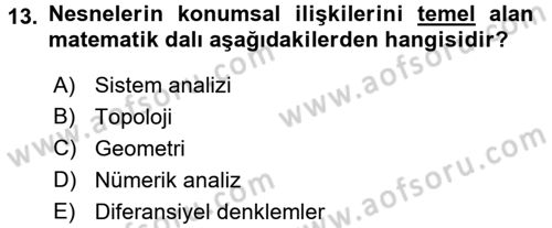 Konumsal Veritabanı 1 Dersi Ara Sınavı Deneme Sınav Soruları 13. Soru