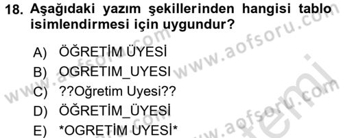 Konumsal Veritabanı 1 Dersi Ara Sınavı Deneme Sınav Soruları 18. Soru