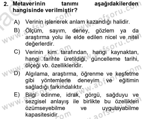 Konumsal Veritabanı 1 Dersi Ara Sınavı Deneme Sınav Soruları 2. Soru