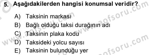 Konumsal Veritabanı 1 Dersi 2017 - 2018 Yılı (Vize) Ara Sınav Soruları 5. Soru