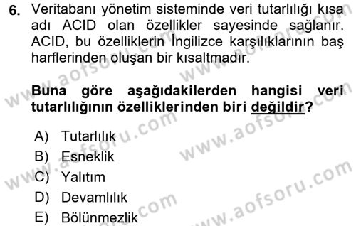 Konumsal Veritabanı 1 Dersi Ara Sınavı Deneme Sınav Soruları 6. Soru