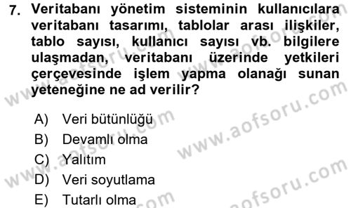 Konumsal Veritabanı 1 Dersi Ara Sınavı Deneme Sınav Soruları 7. Soru