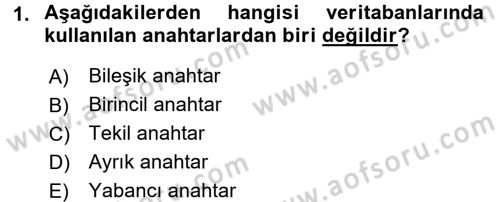 Konumsal Veritabanı 1 Dersi 2017 - 2018 Yılı (Final) Dönem Sonu Sınav Soruları 1. Soru