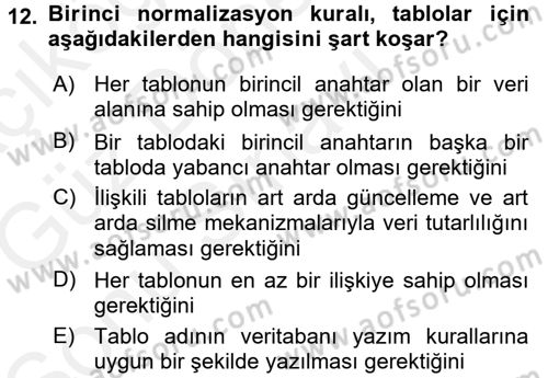 Konumsal Veritabanı 1 Dersi 2017 - 2018 Yılı (Final) Dönem Sonu Sınav Soruları 12. Soru