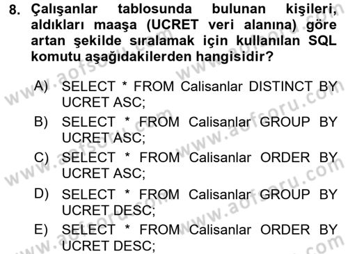 Konumsal Veritabanı 1 Dersi 2017 - 2018 Yılı (Final) Dönem Sonu Sınav Soruları 8. Soru