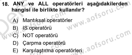 Konumsal Veritabanı 1 Dersi 2018 - 2019 Yılı 3 Ders Sınav Soruları 18. Soru