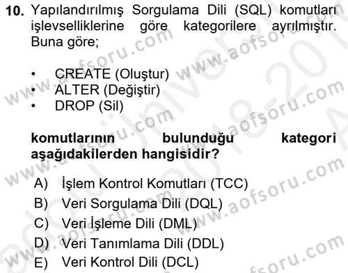 Konumsal Veritabanı 1 Dersi Ara Sınavı Deneme Sınav Soruları 10. Soru