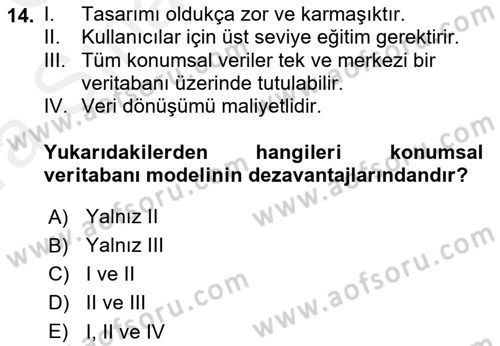 Konumsal Veritabanı 1 Dersi Ara Sınavı Deneme Sınav Soruları 14. Soru
