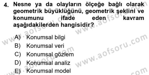 Konumsal Veritabanı 1 Dersi 2018 - 2019 Yılı (Vize) Ara Sınav Soruları 4. Soru