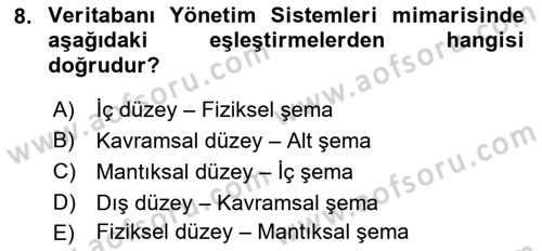 Konumsal Veritabanı 1 Dersi Ara Sınavı Deneme Sınav Soruları 8. Soru