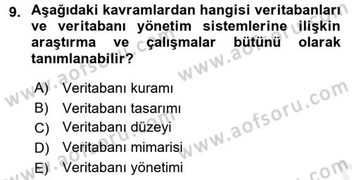 Konumsal Veritabanı 1 Dersi Ara Sınavı Deneme Sınav Soruları 9. Soru