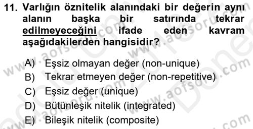 Konumsal Veritabanı 1 Dersi 2018 - 2019 Yılı (Final) Dönem Sonu Sınav Soruları 11. Soru