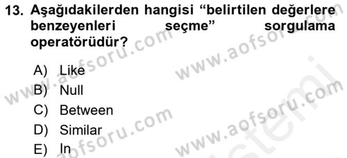 Konumsal Veritabanı 1 Dersi 2018 - 2019 Yılı (Final) Dönem Sonu Sınav Soruları 13. Soru