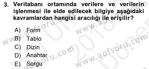 Konumsal Veritabanı 1 Dersi 2018 - 2019 Yılı (Final) Dönem Sonu Sınav Soruları 3. Soru